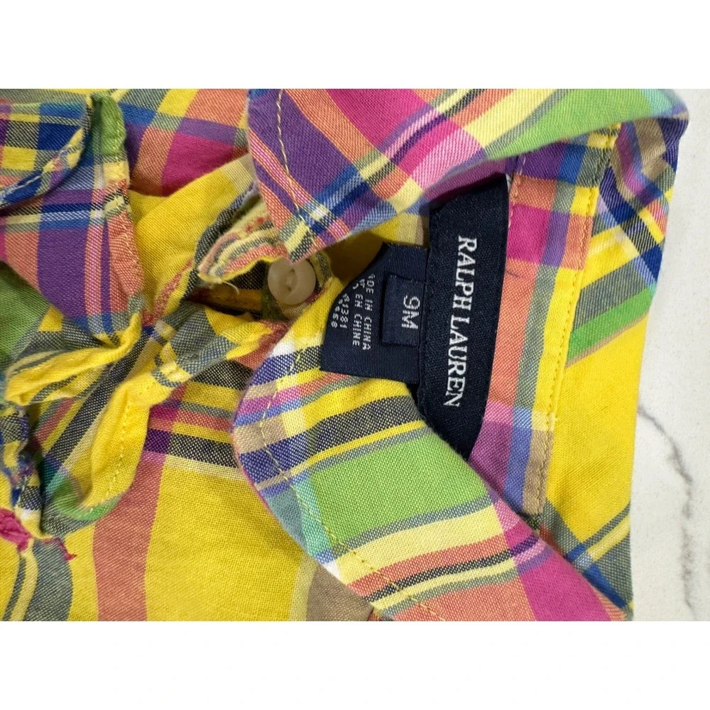 Ralph Lauren Plaid Shirt + Carter's Top & Shorts Set - Size 9M‎